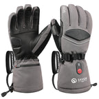 Battery heated gloves - Premium ski gloves with goat leather palm, TPU back, 3-level temperature control for winter sports