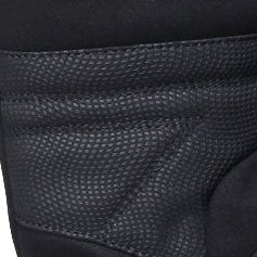 Close-up of textured anti-slip palm material on insulated winter glove for better grip and durability.