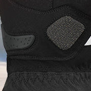 Close-up of the reinforced palm grip area on heated motorcycle gloves.