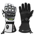 SAVIOR HEAT heated motorcycle gloves with knuckle protection and non-slip palm design for winter riding.
