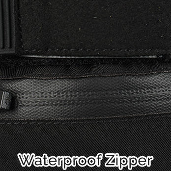 Close-up of the glove’s waterproof zipper design that helps block moisture during outdoor riding.