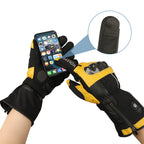 SAVIOR HEAT heated motorcycle gloves with touchscreen fingertips, allowing users to operate a smartphone while wearing insulated heated gloves.