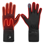 heated gloves with touchscreen design and carbon fiber heating layer for winter cycling and cold weather work, rechargeable heated gloves