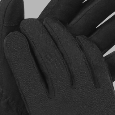 Black heated gloves featuring a textured palm for improved grip, shown in a clean product view