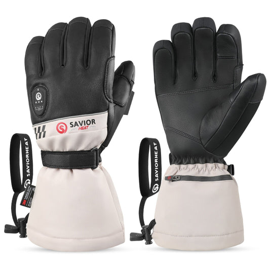 Best heated ski gloves SKGP03FW premium goat skin waterproof breathable Hipora for skiing – Savior Heat authorized dealer heated ski gloves wholesale distributor