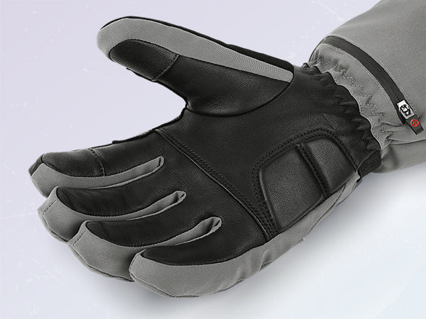 Best heated ski gloves palm view - premium leather heated gloves with anti-slip grip for winter sports
