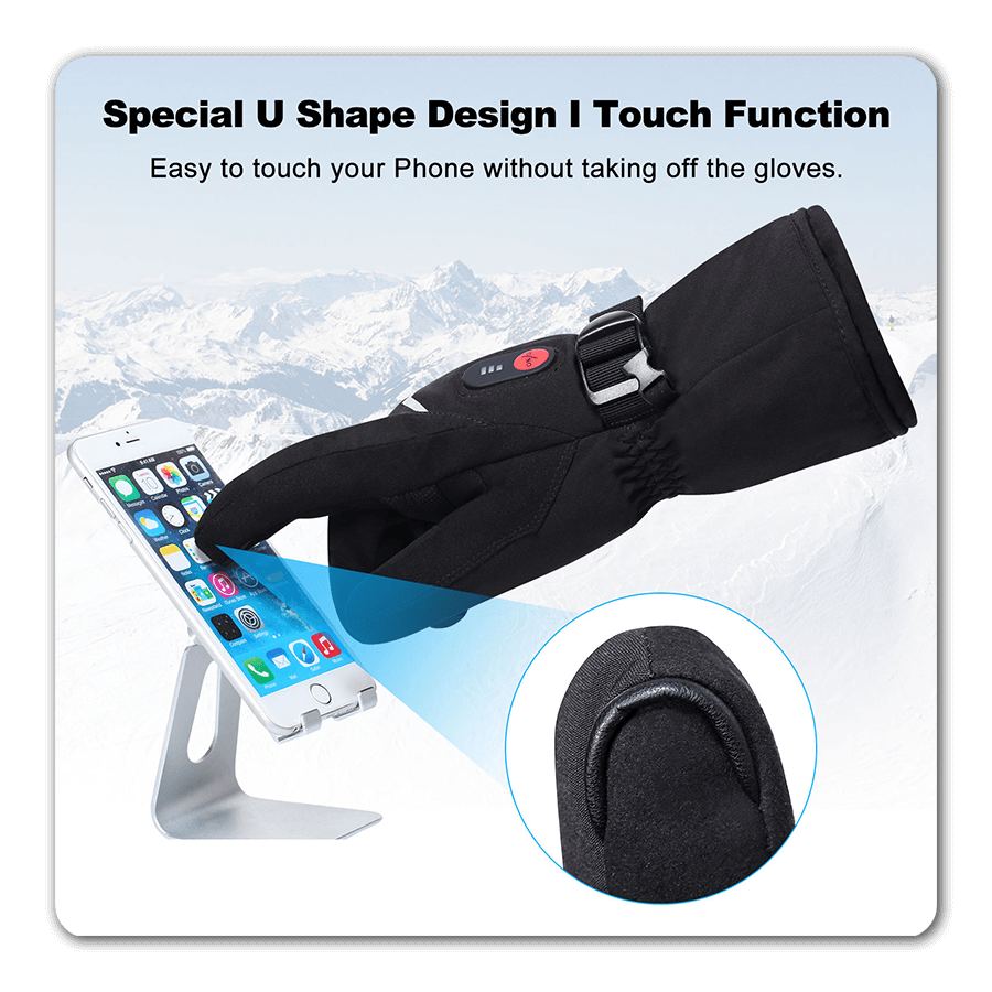 SAVIOR S66B battery heated gloves with touchscreen fingertips, waterproof winter gloves for skiing and outdoor activities