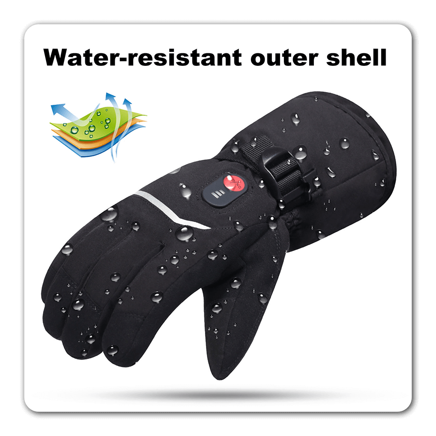 S66B heated gloves with IPX4 waterproof coating and breathable shell, rechargeable electric gloves for snow skiing and winter sports